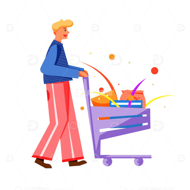 源文件下载【趣麦麦图】简约扁平购物促销活动人物