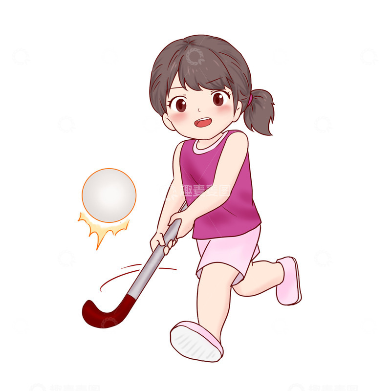 源文件下载【趣麦麦图】运动员打曲棒球