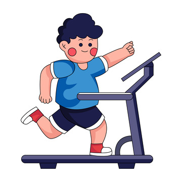 卡通简约减肥的小胖男孩