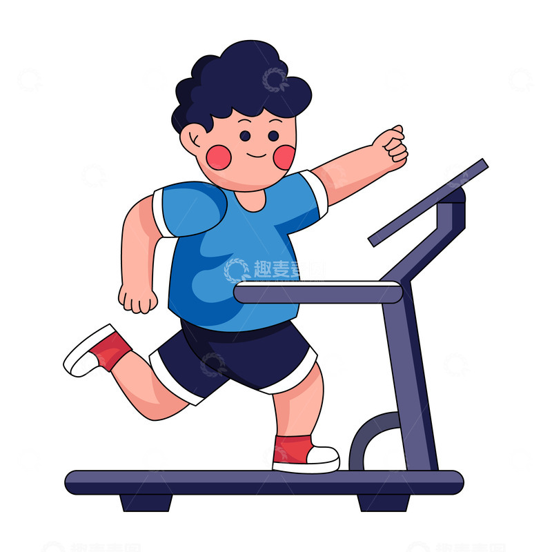 源文件下载【趣麦麦图】卡通简约减肥的小胖男孩