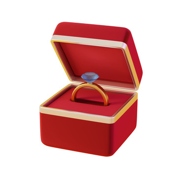 3D立体黄金钻石戒指手势订婚婚礼元素