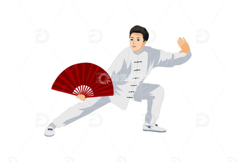 源文件下载【趣麦麦图】武术运动打太极的男人