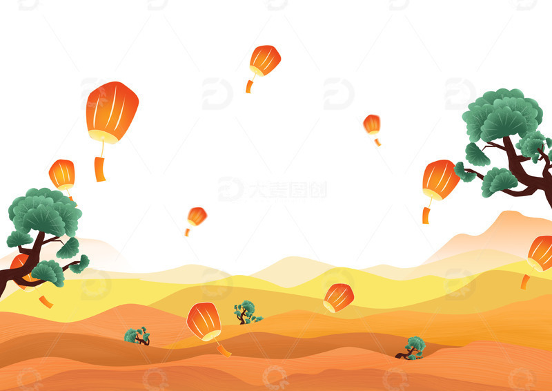 源文件下载【趣麦麦图】国庆中秋国潮山脉底纹海报边框装饰