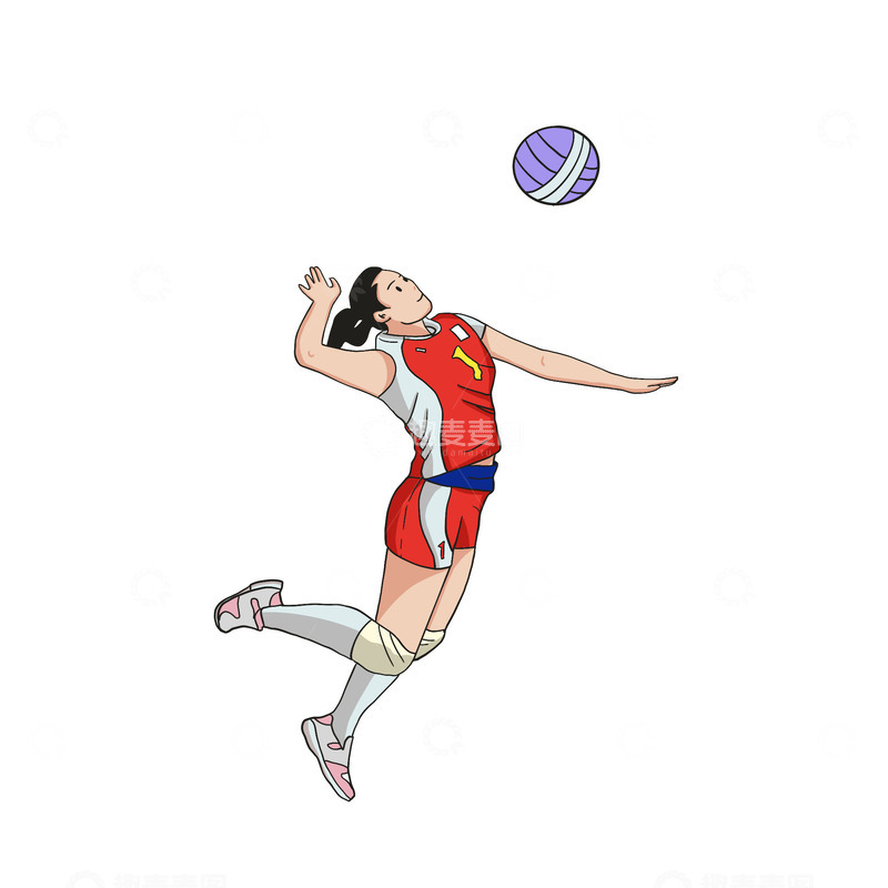 源文件下载【趣麦麦图】运动员排球女排