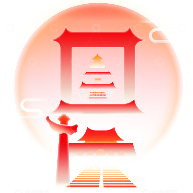 源文件下载【趣麦麦图】中国红喜迎国庆中秋双节装饰元素