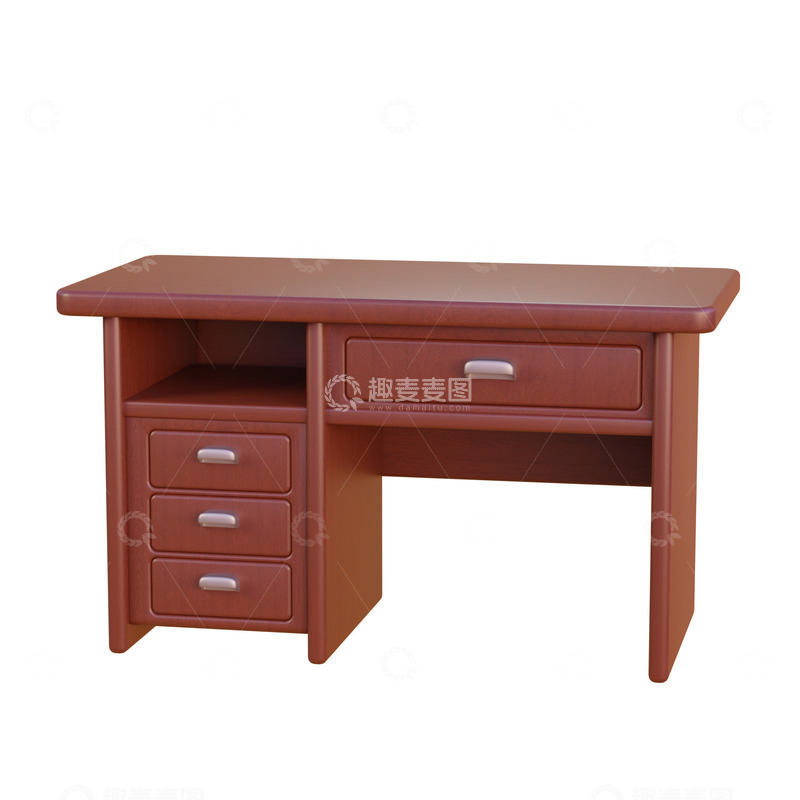 源文件下载【趣麦麦图】木纹书桌课桌办公桌家具3D模型