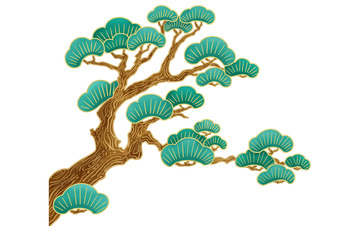 国潮风格松树