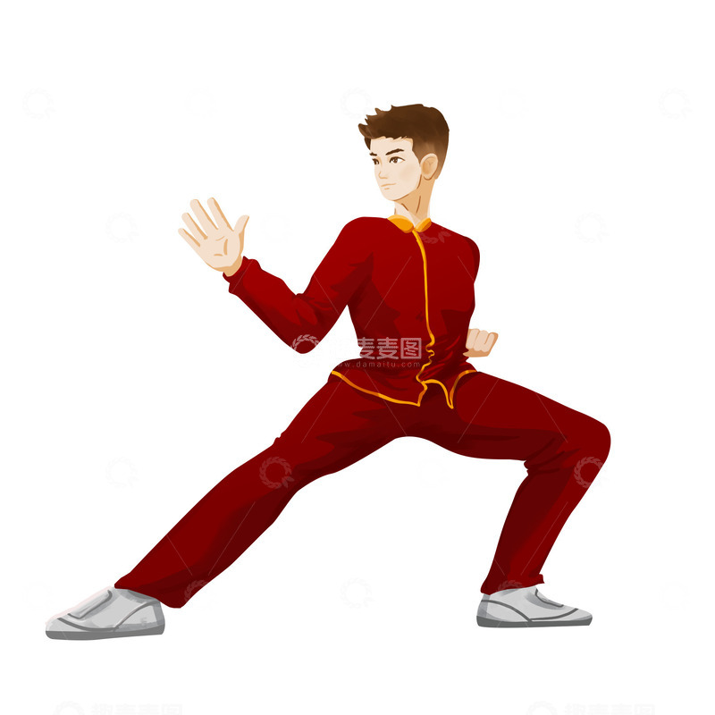 源文件下载【趣麦麦图】武术运动员比赛手绘图