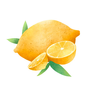 手绘柠檬水果插画元素