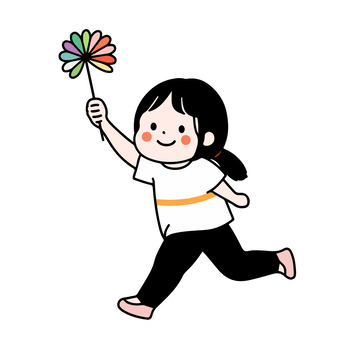 玩风车的女孩子