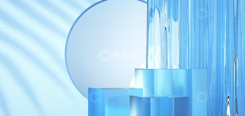 c4d蓝色光影展台背景