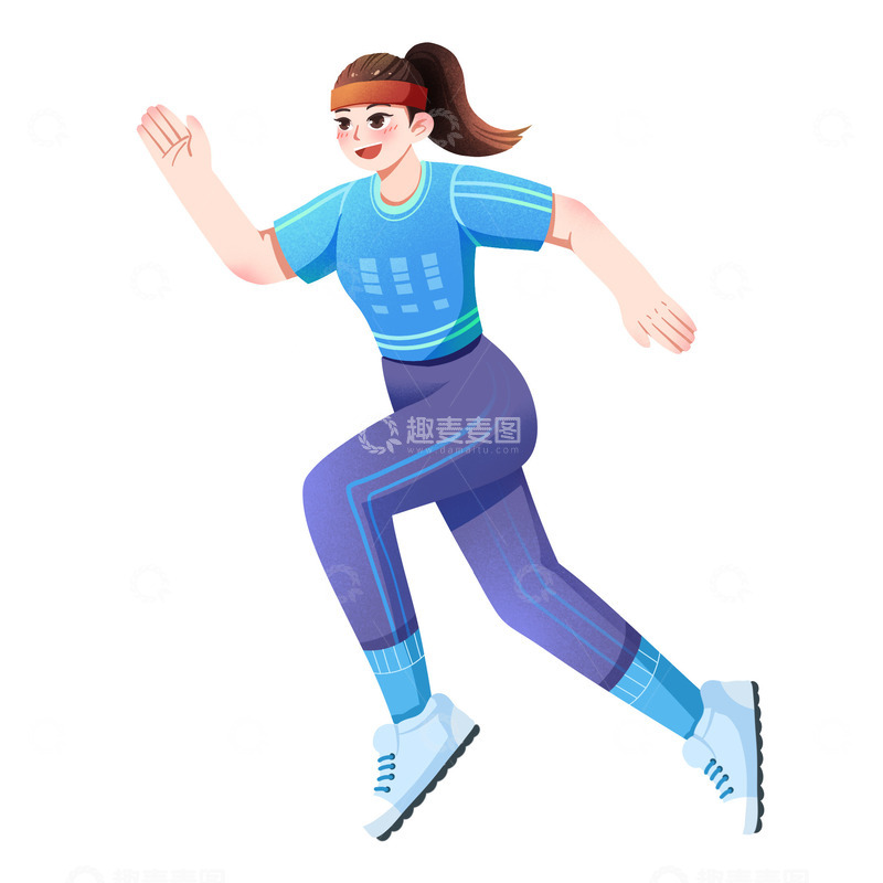 源文件下载【趣麦麦图】-运动跑步人物扁平插画元素