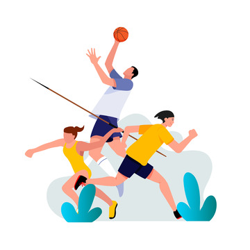 卡通扁平化运动员