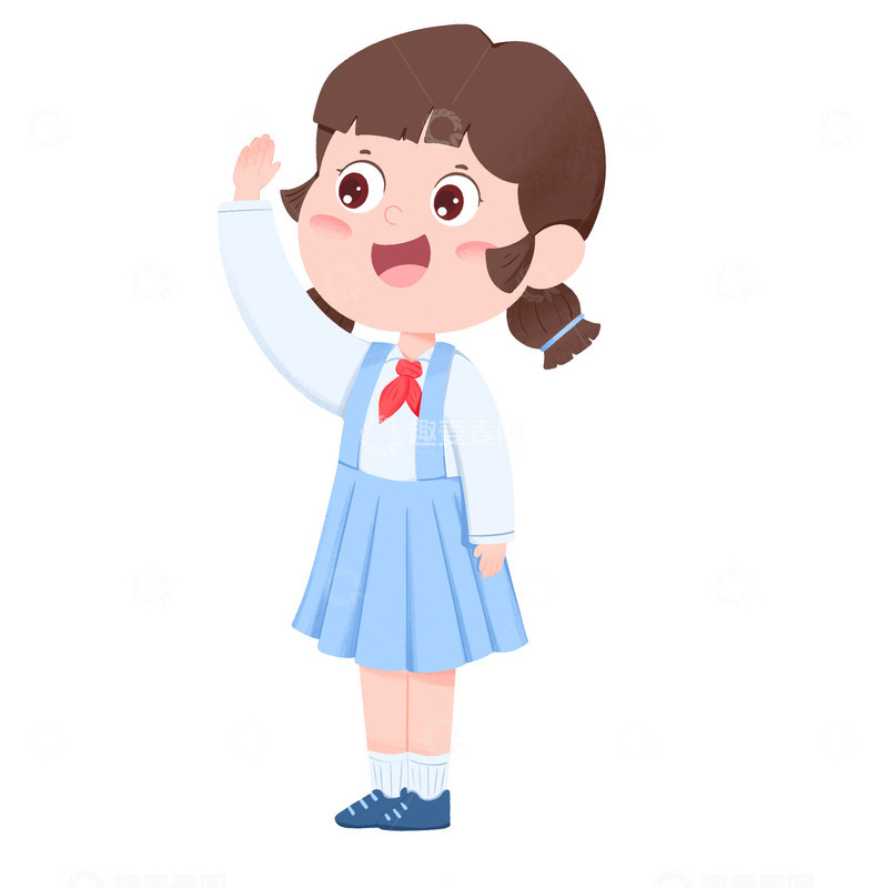 源文件下载【趣麦麦图】国庆节女孩穿着校服敬礼免抠元素