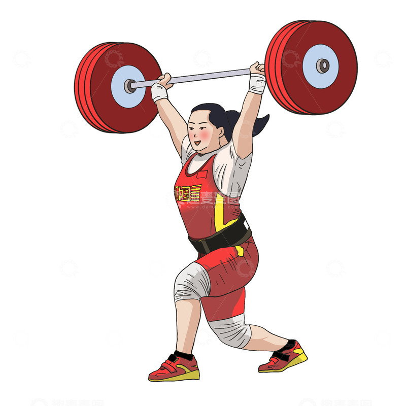 源文件下载【趣麦麦图】手绘运动员举重