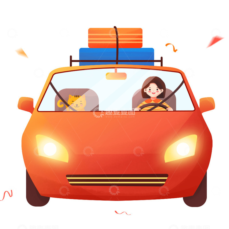 源文件下载【趣麦麦图】国庆节自驾游旅游出行游玩假期