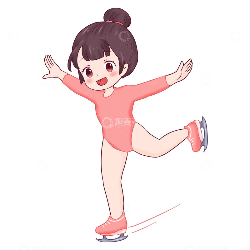 源文件下载【趣麦麦图】运动员溜冰选手比赛
