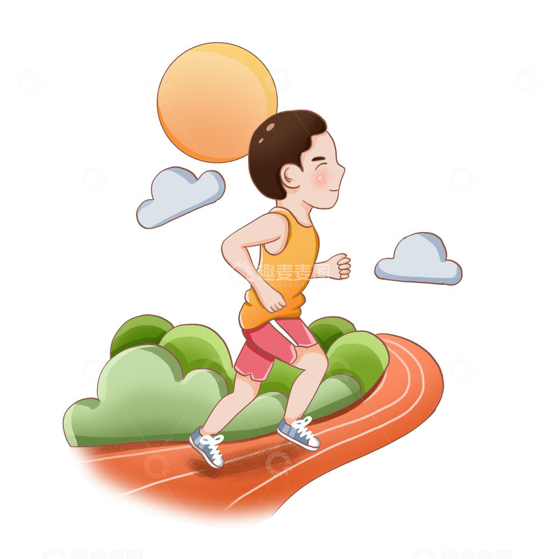 源文件下载【趣麦麦图】田径运动员体育跑步手绘插画