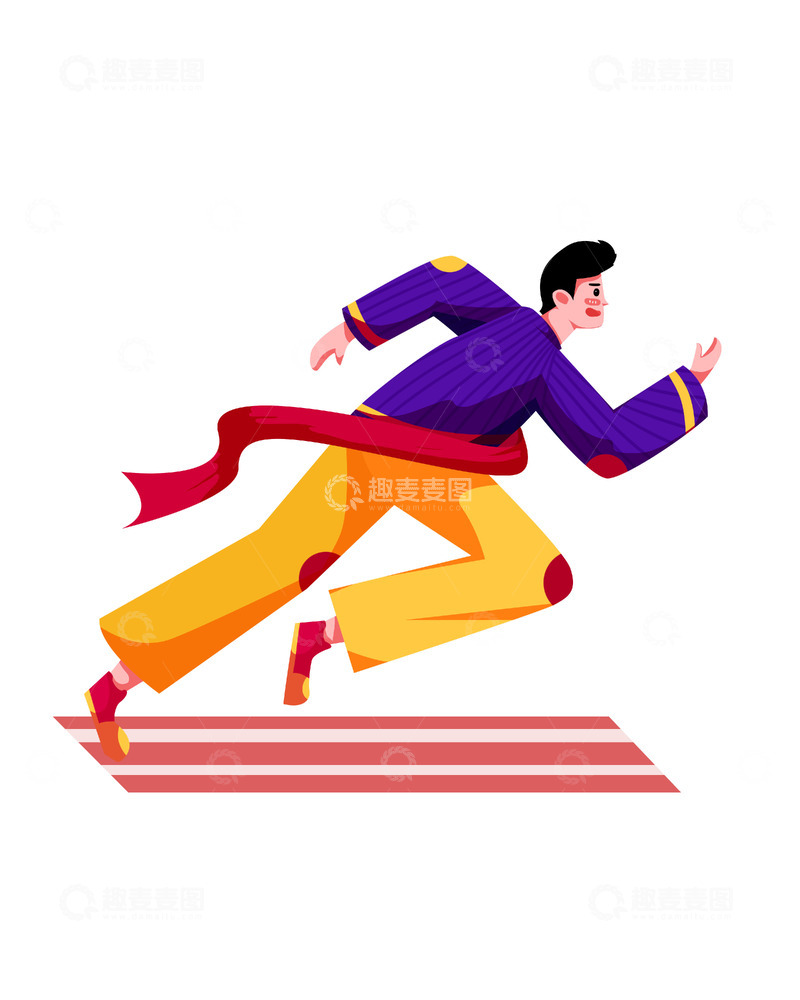 源文件下载【趣麦麦图】-简约扁平跑步冲刺运动员