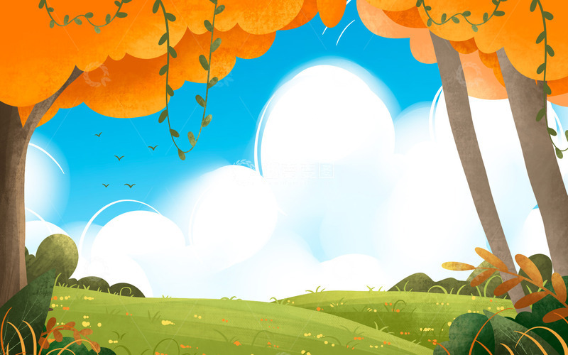 源文件下载【趣麦麦图】手绘秋天立秋海报秋分节气户外插画