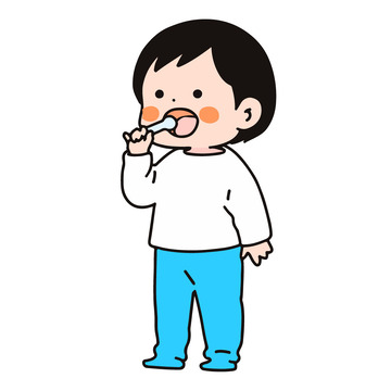 刷牙的小朋友