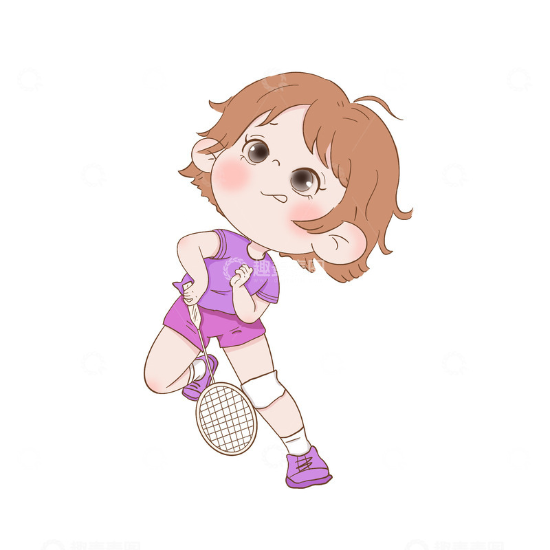 源文件下载【趣麦麦图】打羽毛球的女孩