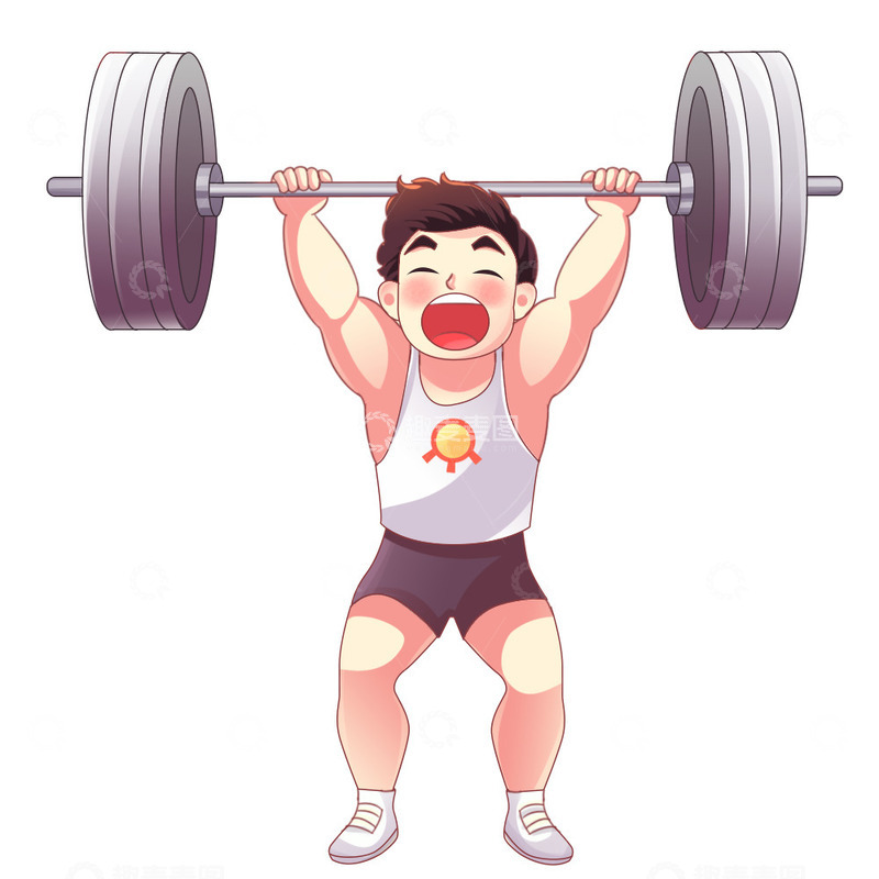 源文件下载【趣麦麦图】-手绘举重运动员亚运会