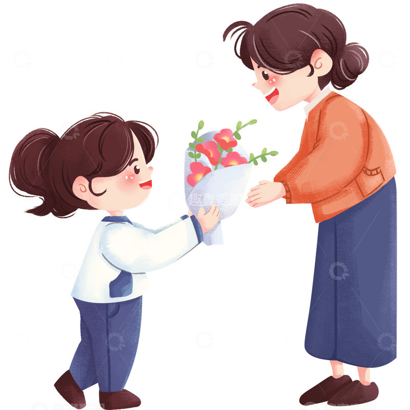 源文件下载【趣麦麦图】教师节感恩老师献花给老师