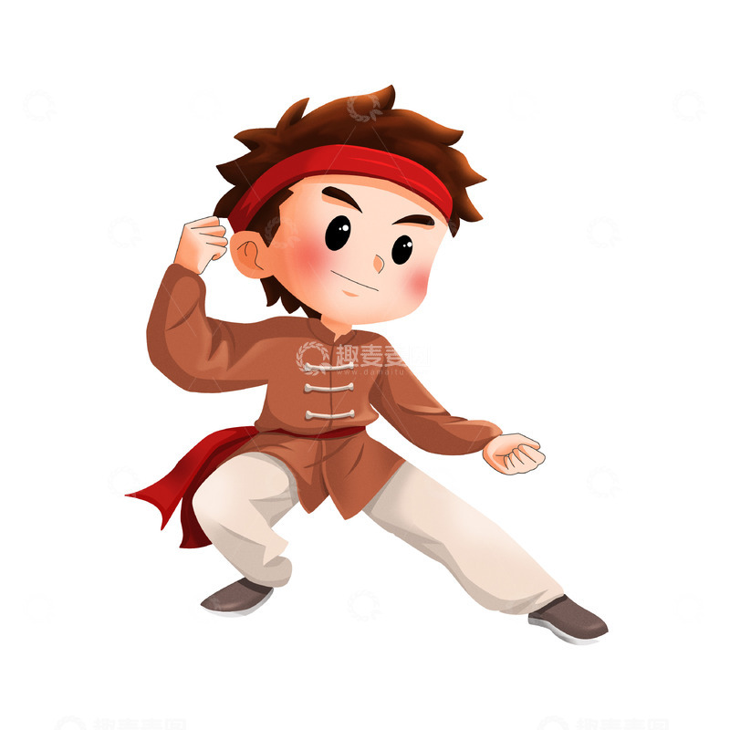 源文件下载【趣麦麦图】Q版卡通武术功夫锻炼体育