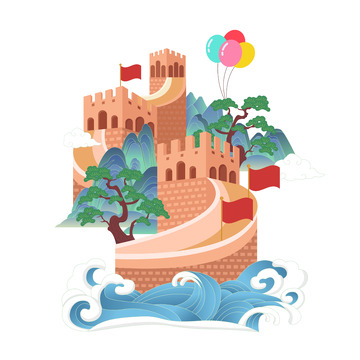 国庆节长城元素