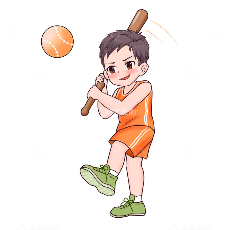 源文件下载【趣麦麦图】运动员打棒球