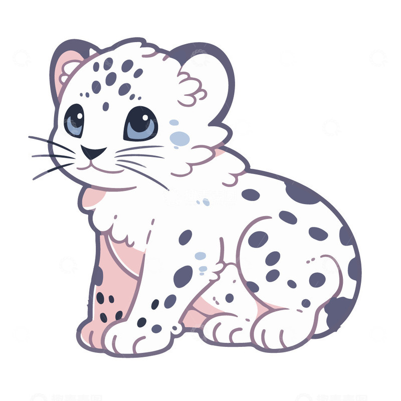 源文件下载【趣麦麦图】可爱的小雪豹插画