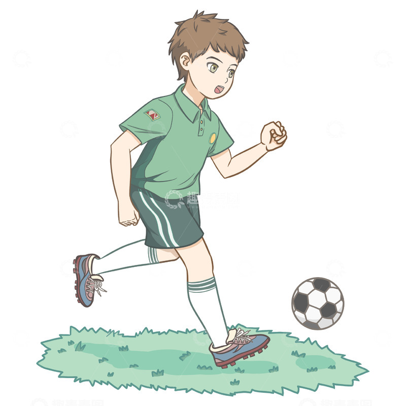 源文件下载【趣麦麦图】体育足球运动员踢球