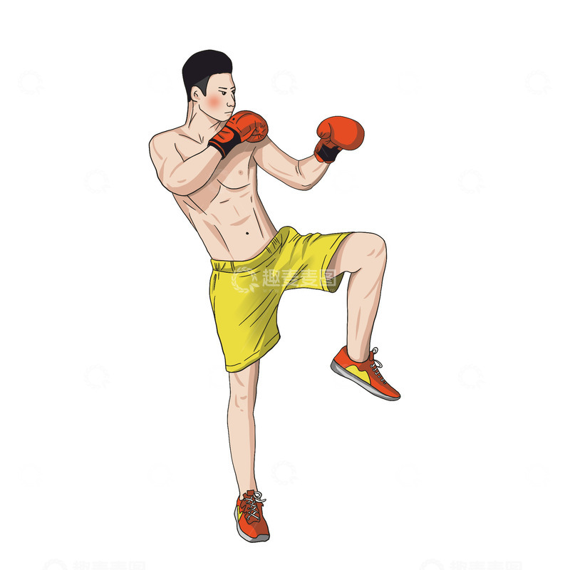 源文件下载【趣麦麦图】手绘运动员拳击