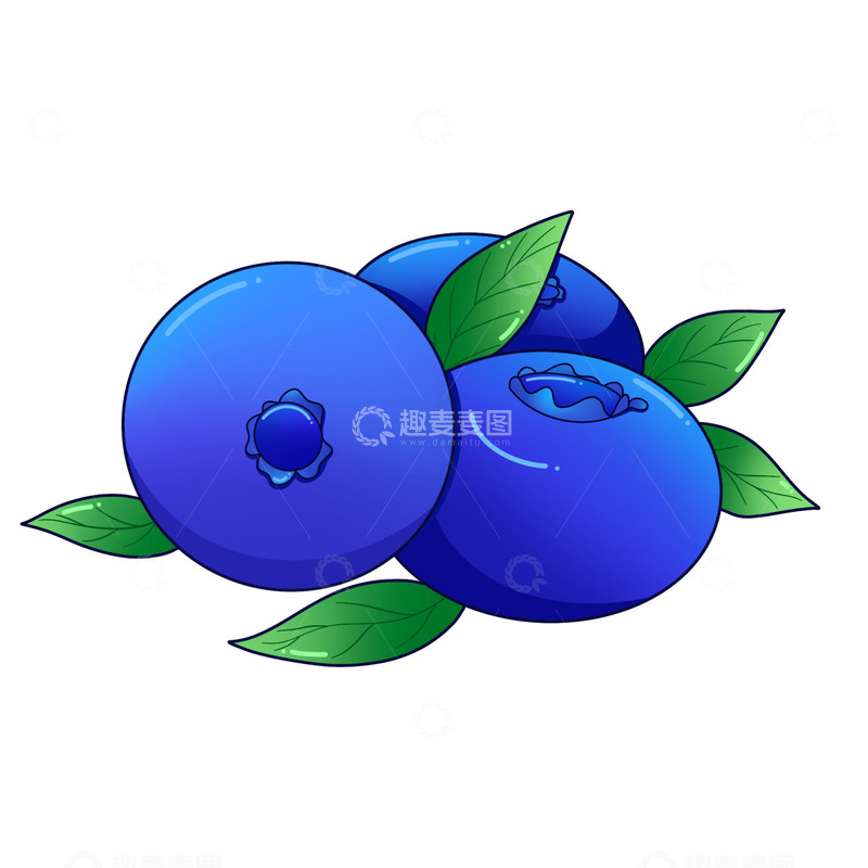 源文件下载【趣麦麦图】手绘水果扁平蓝莓简约插画元素
