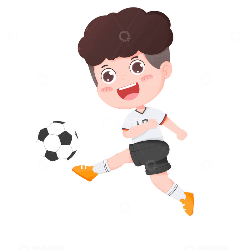 源文件下载【趣麦麦图】卡通手绘运动员踢足球射门动作元素