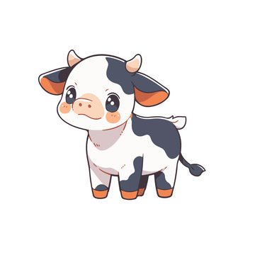 卡通小奶牛矢量插画