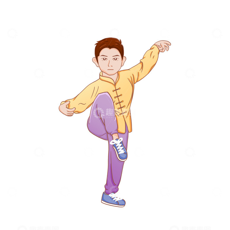 源文件下载【趣麦麦图】亚运会运动员武术男孩手绘插画