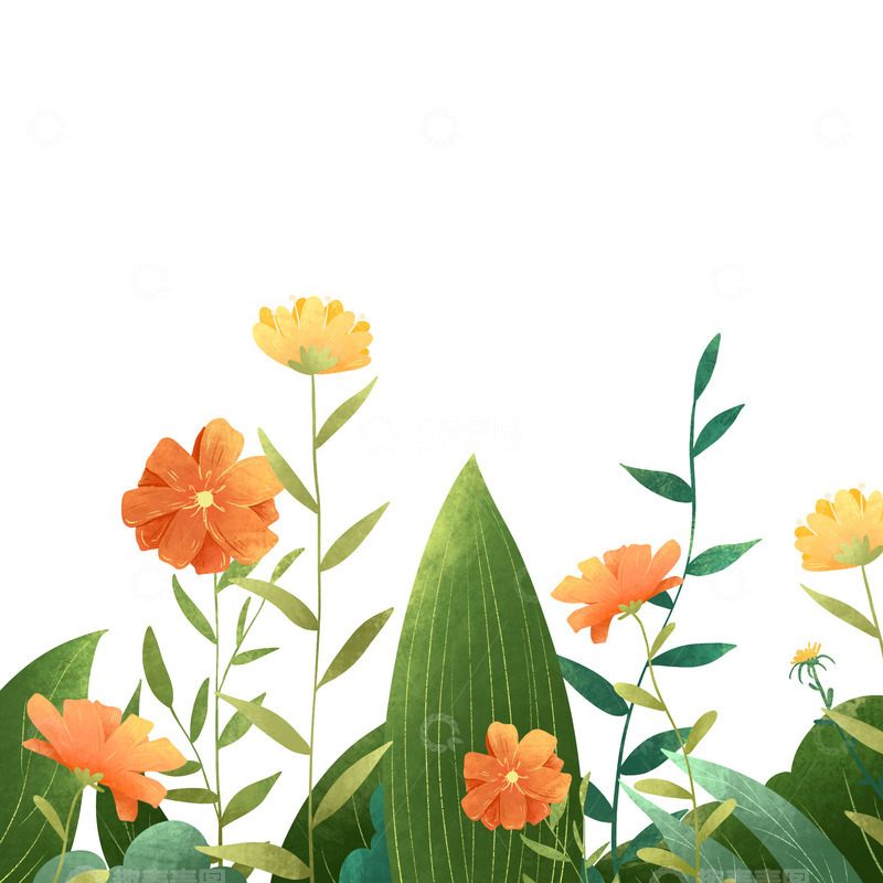 源文件下载【趣麦麦图】手绘春天花卉绿植花朵植物插画元素