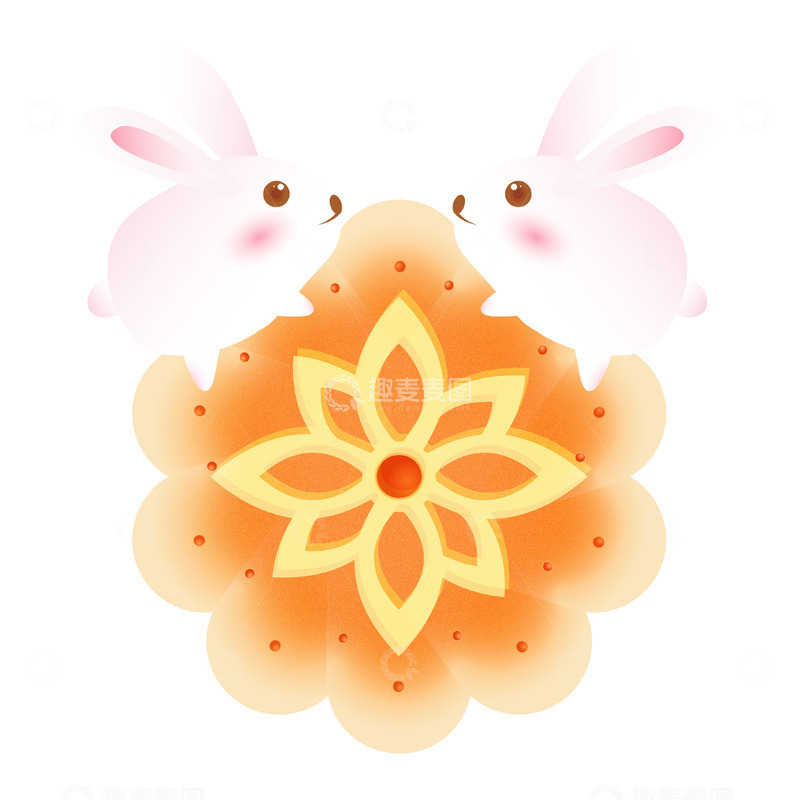 源文件下载【趣麦麦图】中秋节卡通兔子月饼手绘矢量元素