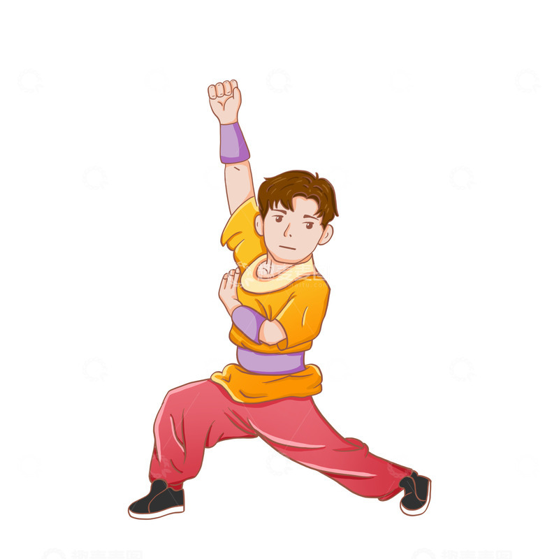 源文件下载【趣麦麦图】运动员亚运会武术男孩手绘插画