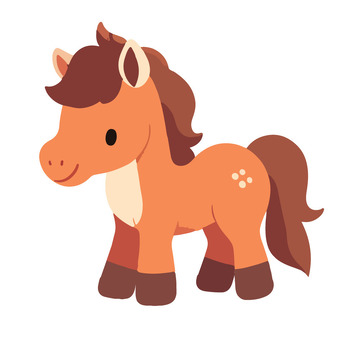 矢量扁平风格小马插画