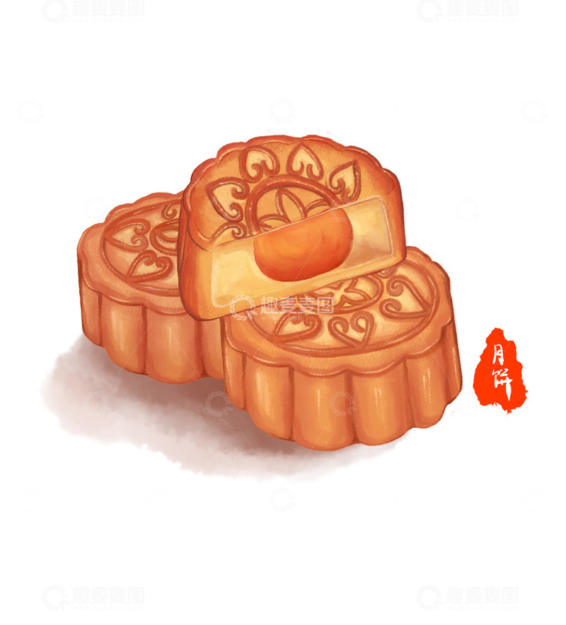 源文件下载【趣麦麦图】月饼中秋团圆