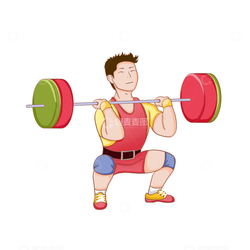 源文件下载【趣麦麦图】-举重运动员亚运会手绘插画