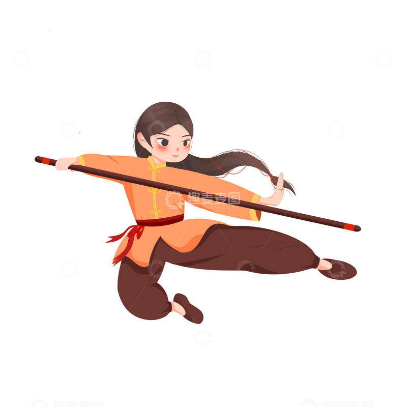 源文件下载【趣麦麦图】手绘卡通武术人物插画