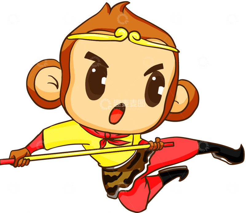 卡通形象孙悟空吉祥物手绘