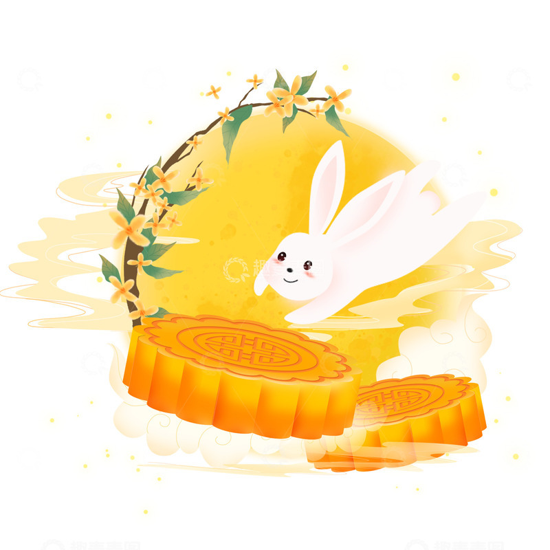 源文件下载【趣麦麦图】手绘中国风中秋传统节日月饼装饰插画元素