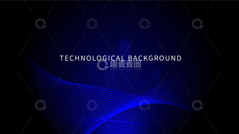 源文件下载【趣麦麦图】蓝色科技商务渐变曲线城市背景