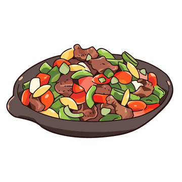 辣椒炒肉卡通插画