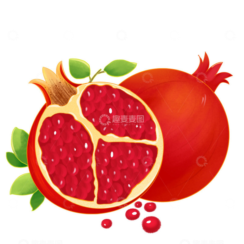 源文件下载【趣麦麦图】寒露水果石榴美食元素